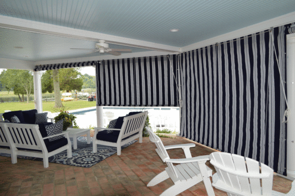 Porch Roller Curtains with Sunbrella Fabric