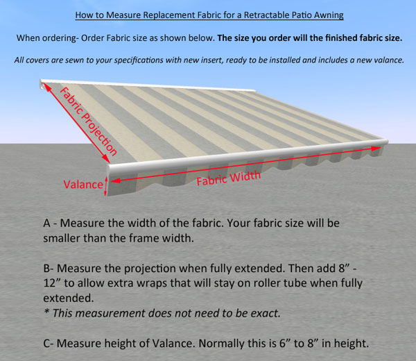 Replacement Fabric for Patio & Retractable Awnings All sizes
