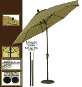 Patio Umbrella - For custom vents and graphic options (9' commercial Aluminum Market)