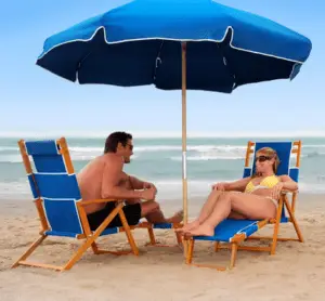 Custom Wood Beach Umbrella | Fiberglass Ribs