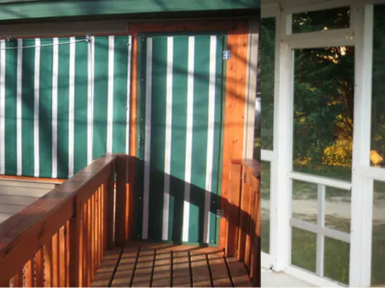 sunbrella and clear vinyl penals (door penals) porch enclosure curtains
