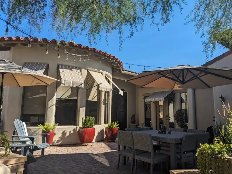 wrought iron spear awning