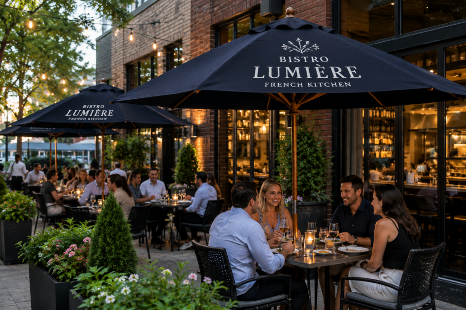 Restaurant Patio Umbrellas custom logos